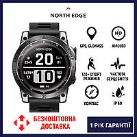 (ОРИГІНАЛ) Чоловічий смарт годинник North Edge CrossFit 3 чорний з компасом, водонепроникний смарт годинник з GPS