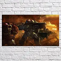Плакат "Космодесант терранов в бою, Старкрафт, Starcraft", 33×60см