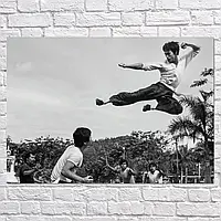 Плакат "Брюс Лі, удар у стрибку, Вихід Дракона, Bruce Lee", 43×60см