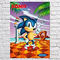 Картина на холсте "СуперСоник, Сега, Sega, Sonic Hedgehog (1991)", 60×43см