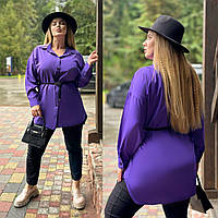 Повседневная удлиненная женская блузка фиолетовая (8 цветов) НФ/-3645