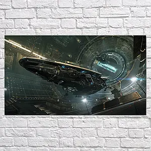 Плакат "Еліта, космічний корабль Анаконда, Elite: Dangerous", 34×60см