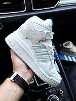 Кроссовки высокие женские белые с голубым Adidas Originals Forum 84 mid