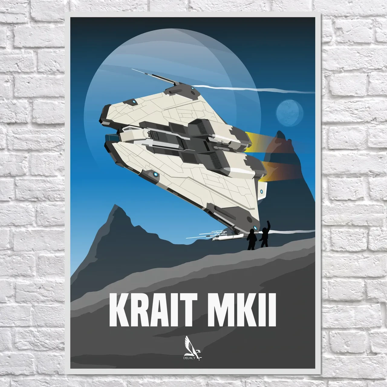 Плакат "Еліта, космічний корабель, Krait MK2, Elite: Dangerous", 60×43см