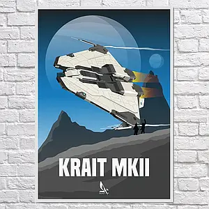 Плакат "Еліта, космічний корабель, Krait MK2, Elite: Dangerous", 60×43см