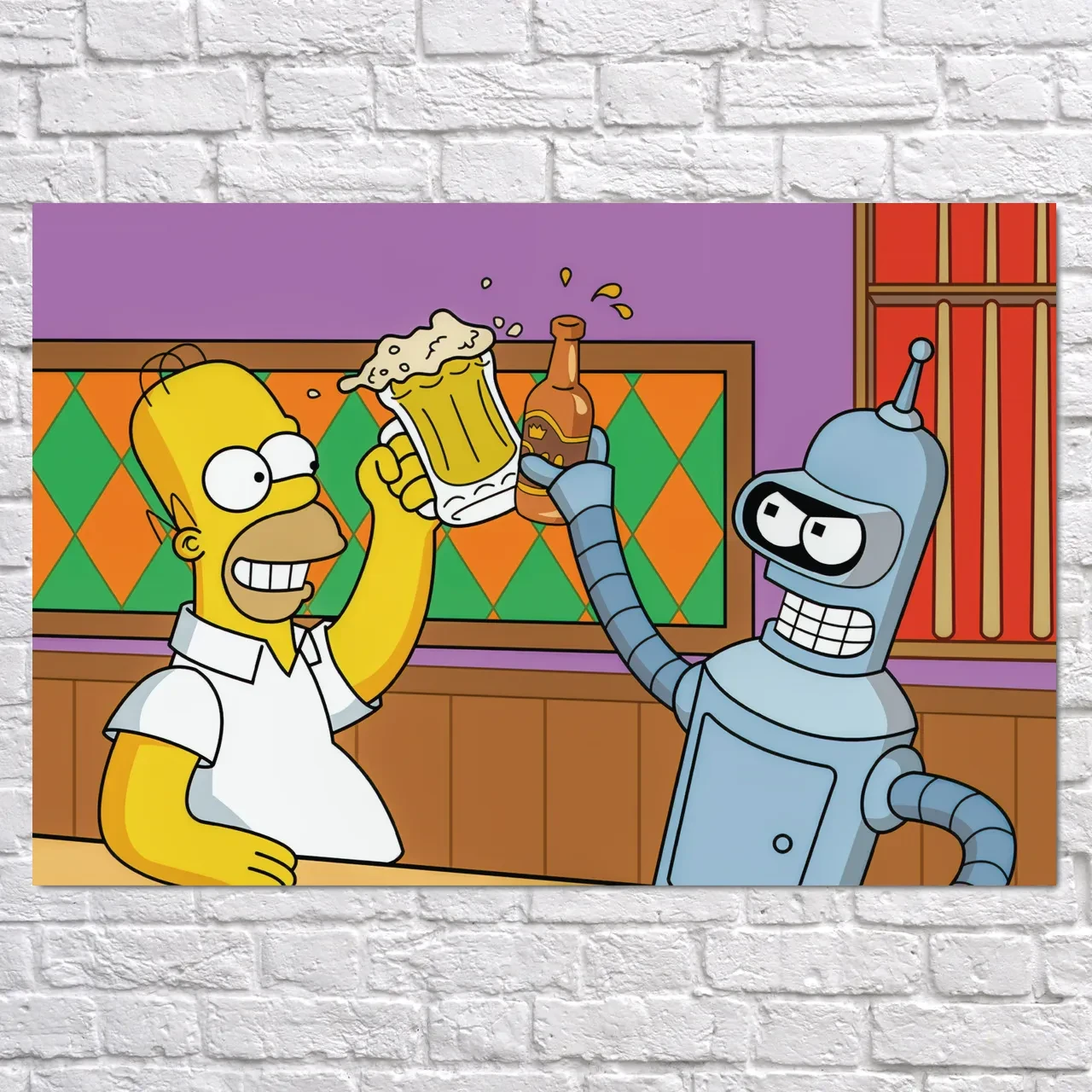 Плакат "Сімпсони, Гомер та Бендер, Футурама, Simpsons", 40×60см