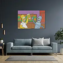 Плакат "Сімпсони, Гомер та Бендер, Футурама, Simpsons", 40×60см, фото 3