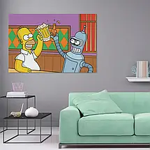 Плакат "Сімпсони, Гомер та Бендер, Футурама, Simpsons", 40×60см, фото 2