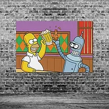 Плакат "Сімпсони, Гомер та Бендер, Футурама, Simpsons", 40×60см, фото 3