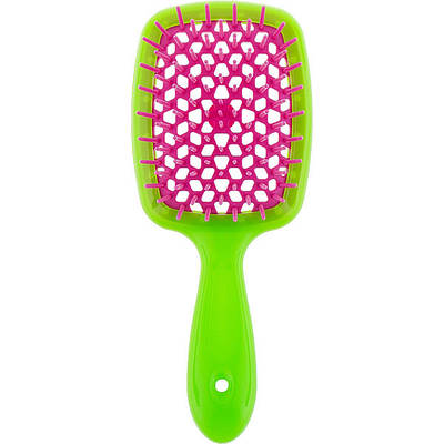 Щітка для волосся Janeke Small Superbrush With Soft Moulded Tips, зелена з фуксією (86SP234 VV)