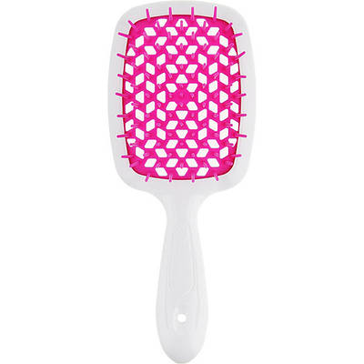 Щітка для волосся Janeke Small Superbrush With Soft Moulded Tips, біла з фуксією (56SP234FUX)