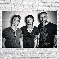 Плакат "Мьюз, Мэттью Беллами, Крис Уолстенхолм и Доминик Ховард, чёрно-белый, Muse", 40×60см