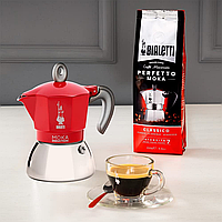 Кофеварка для индукционной плиты гейзерная Bialetti moka induction Червона, 150 мл на 4 чашки