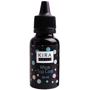 Kira Nails Wipe Top Coat - закріплювач для гель-лаку з липким шаром, 30 мл