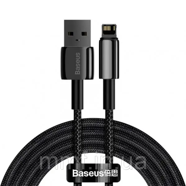 Кабель Baseus Baseus Tungsten Gold Fast Charging Data Cable USB to iP 2.4A 2m  / Black, фото 1