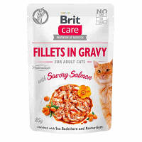 Влажный корм для кошек Brit Care Cat pouch 85 г (пикантный лосось в соусе) (8595602540525) - Топ Продаж!