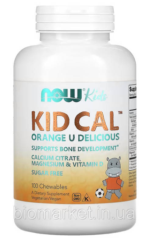 Kid Cal, добавка з кальцієм для дітей, 100 жувальних таблеток «NOW Foods»