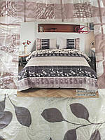 Летнее одеяло покрывало плед на кровать хлопок принт Листья евро размер 200х230 см 2 наволочки 50х70 см Турция