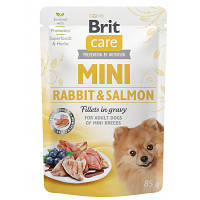 Влажный корм для собак Brit Care Mini pouch 85 г (филе кролика и лосося в соусе) (8595602534432) - Топ Продаж!