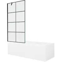 Mexen Cubik прямокутна ванна 160 x 70 см, з боковою панеллю і перегородкою на одну секцію 90 см, чорна -