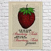 Картина на холсте "Битлз, Земляничные поляны навсегда, Beatles, Strawberry Fields Forever", 60×43см