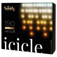 Гирлянда Twinkly Smart LED Icicle AWW 190, BT + WiFi, Gen II, IP44 кабель про (TWI190GOP-TEU)