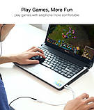 Аудіоадаптер Ugreen 0.2м minijack 3.5мм Двоканальний AUX 4-піновий Розгалужувач Білий, фото 3