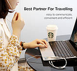 Аудіоадаптер Ugreen 0.2м minijack 3.5мм Двоканальний AUX 4-піновий Розгалужувач Білий, фото 8