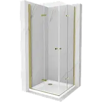 Mexen Lima Duo душова кабіна з складаними дверима 70 x 70 см, золотиста + піддон Flat -