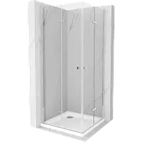Mexen Lima Duo душова кабіна з складаними дверима 70 x 70 см, срібляста + піддон Flat - 856-070-070-01-02-4010