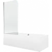 Mexen Cube прямокутна ванна 180 x 80 см, з боковою панеллю і перегородкою на одну секцію 80 см, срібляста -