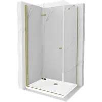 Mexen Lima душова кабіна з складаними дверима 70 x 80 см, золотиста + піддон Flat - 856-070-080-50-00-4010