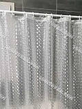 Силіконова шторка для ванної кімнати з 3D ефектом, розмір 180х180 см., біло-прозора, фото 2