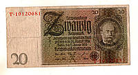 Банкнота Німеччина - Германия Веймарська республіка 20 марок 1929 рік