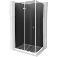 Mexen Lima душова кабіна з складаними дверима 70 x 90 см, сіра, срібляста + піддон Flat, білий -