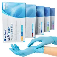 Нітрилові рукавички Medicom Slim Blue Vitals, розмір S, блакитні 3,2 гр, 100 шт