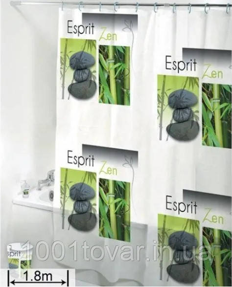 Силіконова шторка для ванної кімнати з малюнком Espirit, розмір 180х180 см., фото 1