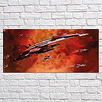 Плакат "Масс Эффект, Нормандия и мелкие корабли, Mass Effect", 60×132см