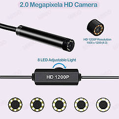 Цифровий ендоскоп Inskam HD 3 в 1 камера USB/micro-USB/Type-C d8мм жорсткий провід 5 м