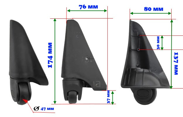 Коліщатко для валізи/ кутові 360 градусів обертання/ пара/1529