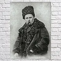 Плакат "Тарас Григорьевич Шевченко, Кобзарь, фотопортрет (1859г)", 60×43см