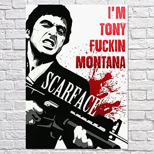 Плакат "Обличчя зі шрамом, Scarface (1983)", 60×43см