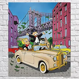 Плакат "Містер Монополі розкидає гроші, Alec Monopoly, Mr. Monopoly", 60×50см