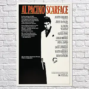 Плакат "Обличчя зі шрамом, Scarface (1983)", 60×40см