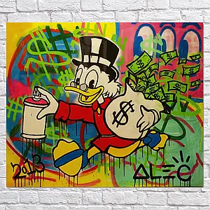 Плакат "Скрудж Макдак з мішком грошей, Alec Monopoly", 50×60см
