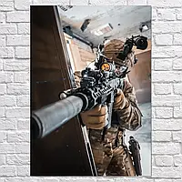 Плакат "Боец спецназначения с оружием", 60×43см
