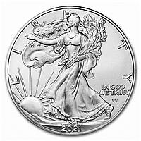 Инвестиционная серебряная монета "Американский орел" 1 унция чистого серебра, США, тип 1, 2021