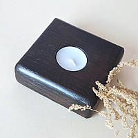 Підсвічник із дуба 10*10*4 см темний лак + свічка