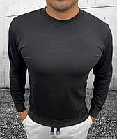 Мужской спортивный черный свитшот повседневный, модный мужской однотонный свитшот круглый вырез горловины