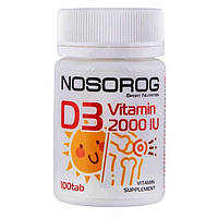 Витамин D для спорта Nosorog Nutrition Vitamin D3 2000 IU 100 Tabs EH, код: 7808606